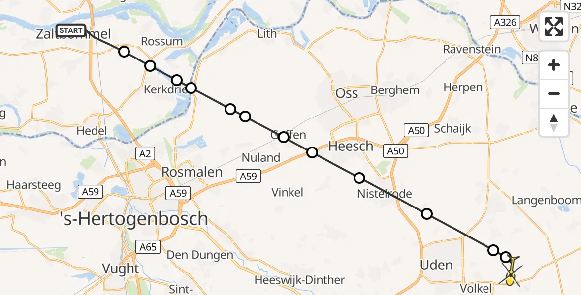 Routekaart van de vlucht: Lifeliner 3 naar Vliegbasis Volkel, Joodse Begraafplaats