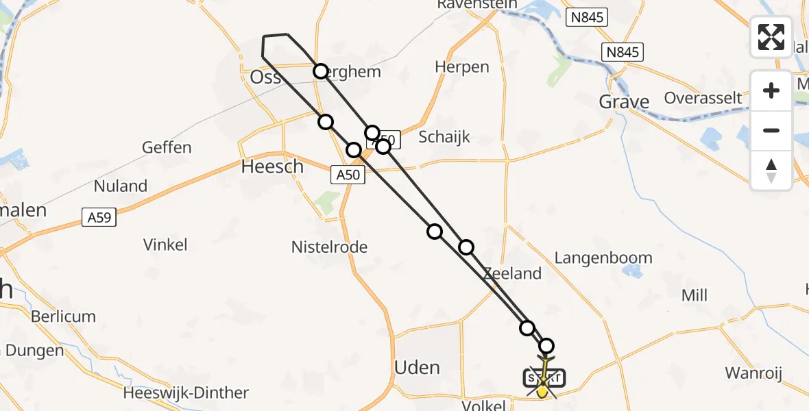 Routekaart van de vlucht: Lifeliner 3 naar Vliegbasis Volkel, Houtvennen