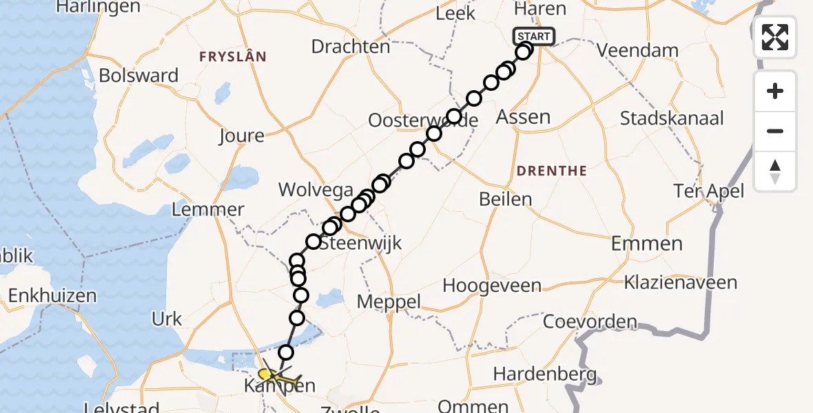 Routekaart van de vlucht: Lifeliner 4 naar Kampen, Moespot