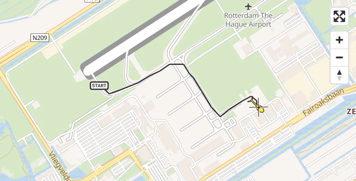 Routekaart van de vlucht: Kustwachthelikopter naar Rotterdam The Hague Airport, Fornebubaan