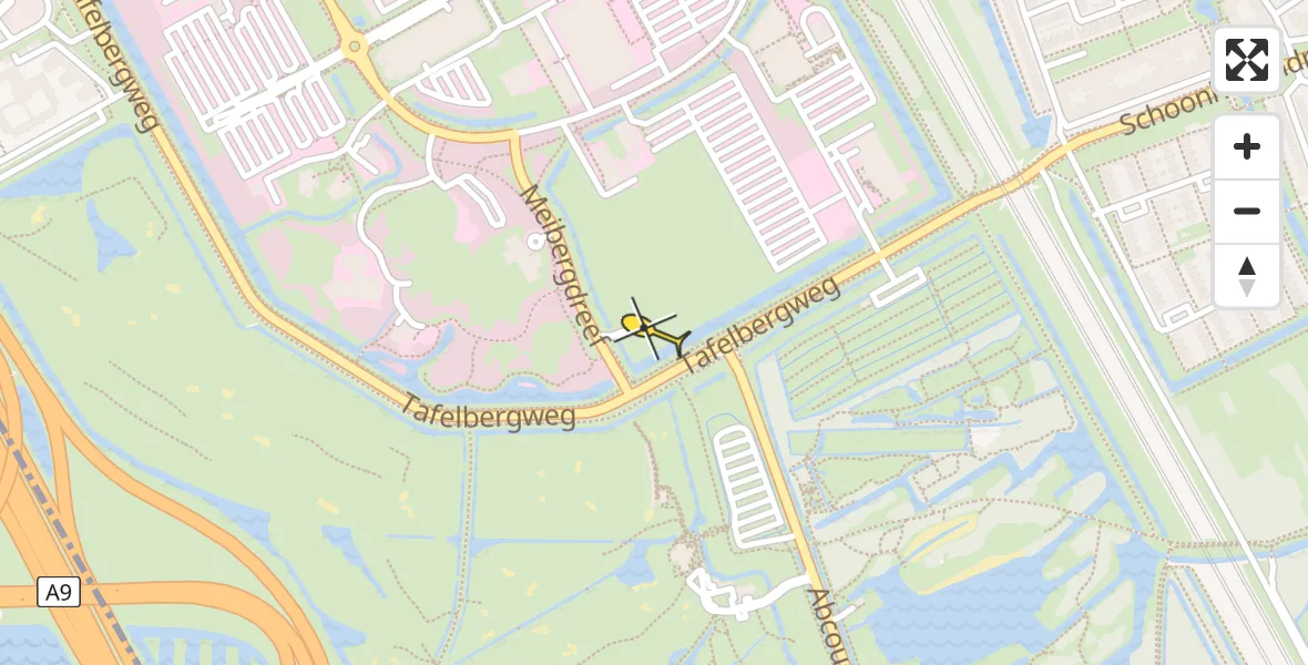 Routekaart van de vlucht: Lifeliner 1 naar Academisch Medisch Centrum (AMC)