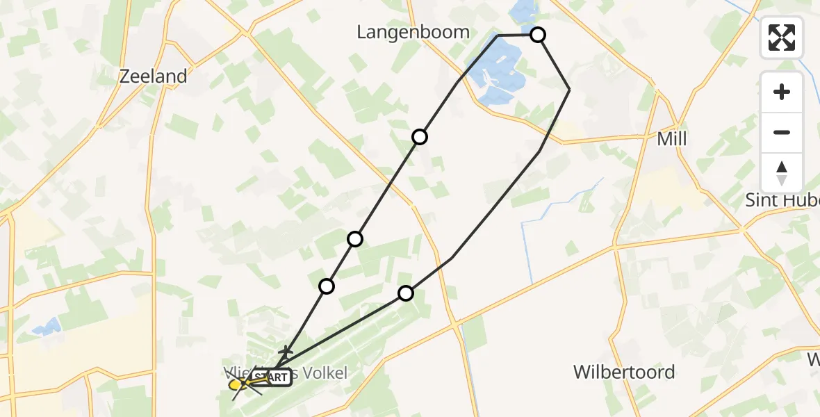Routekaart van de vlucht: Lifeliner 3 naar Vliegbasis Volkel, Trentsedijk