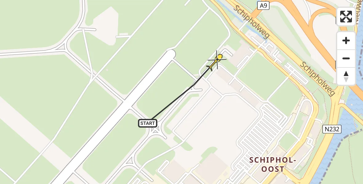 Vluchtroute Politiehelikopter van Schiphol naar Schiphol