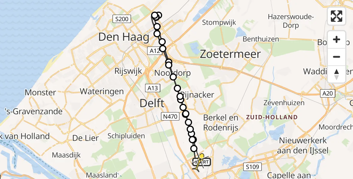 Routekaart van de vlucht: Lifeliner 2 naar Rotterdam The Hague Airport, A16 Rotterdam