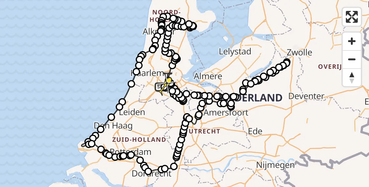 Vluchtroute Politiehelikopter van Schiphol naar Schiphol