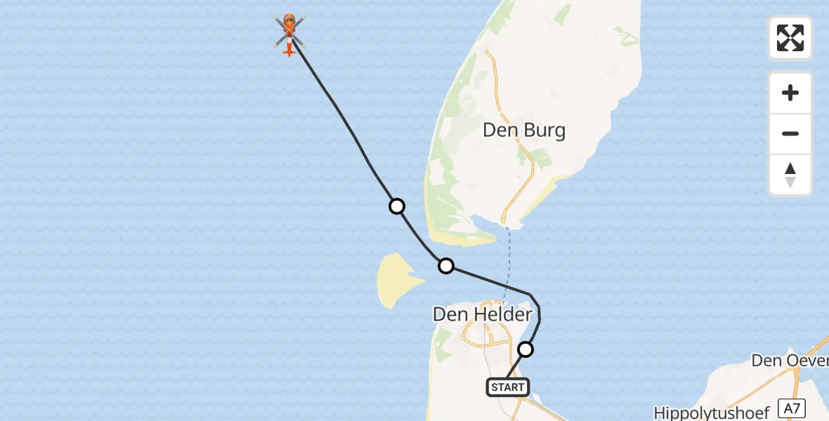 Vluchtroute Kustwachthelikopter Vliegveld De Kooy - , 17 april 2025, 18:39