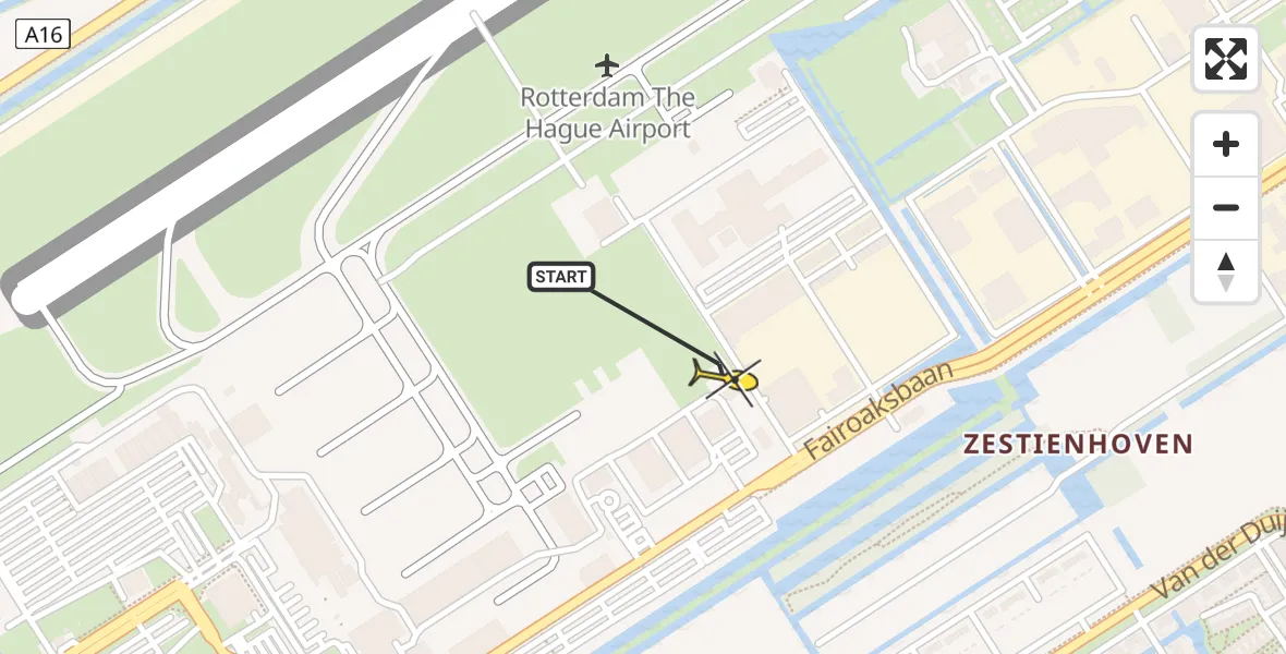 Routekaart van de vlucht: Lifeliner 2 naar Rotterdam The Hague Airport, Brandenburgbaan
