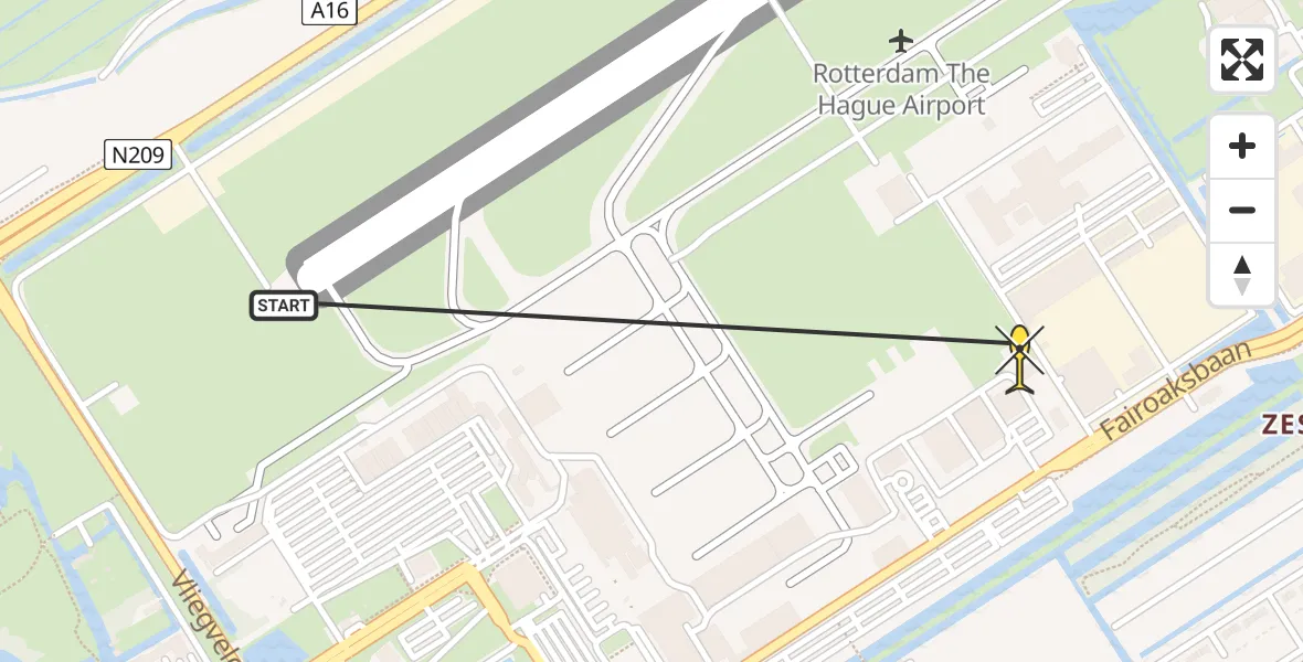 Routekaart van de vlucht: Lifeliner 2 naar Rotterdam The Hague Airport, Brandenburgbaan