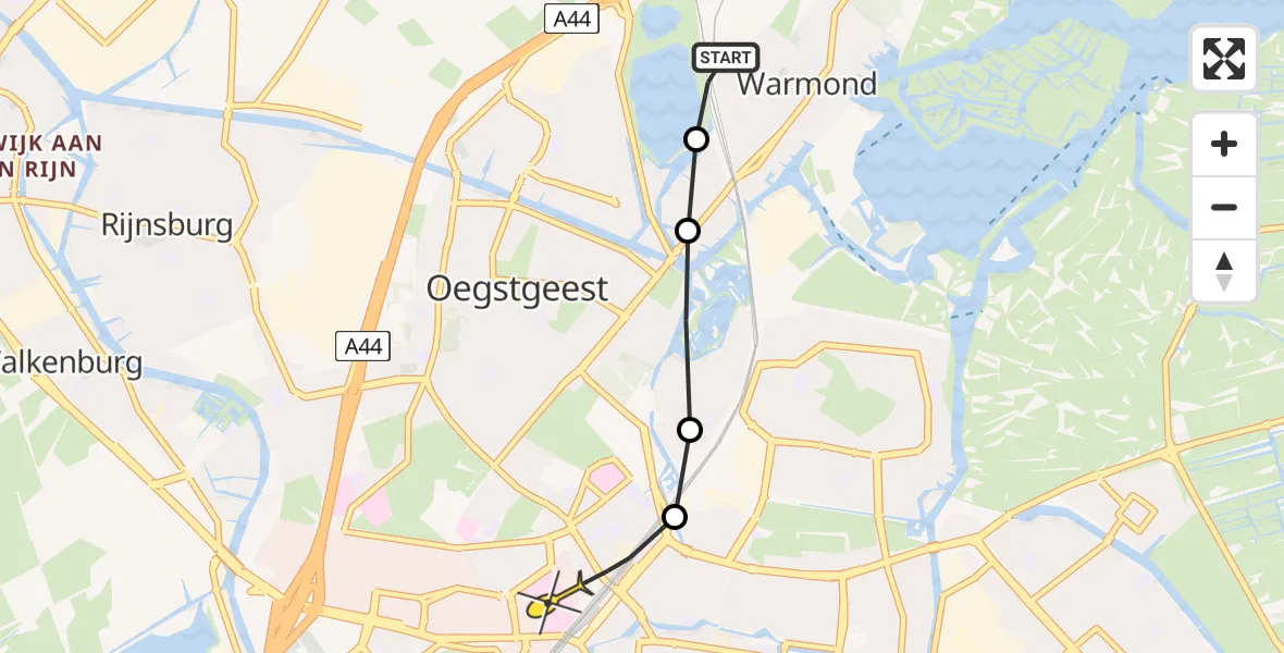 Routekaart van de vlucht: Lifeliner 2 naar Leiden, Achterpoelen