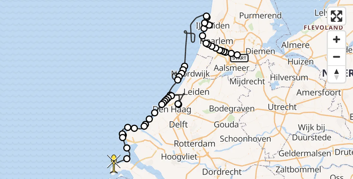 Routekaart van de vlucht: Politiehelikopter naar Ouddorp, Cateringweg