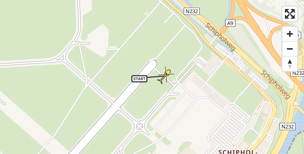 Routekaart van de vlucht: Politieheli naar Schiphol, Thermiekstraat