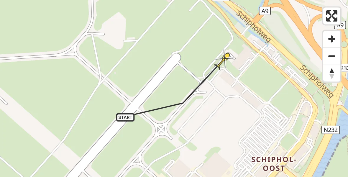 Vluchtroute Politiehelikopter van Schiphol naar Schiphol