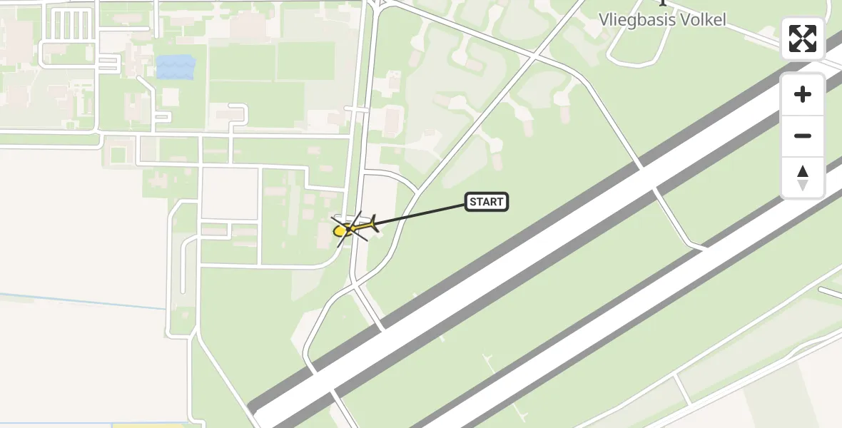 Vluchtroute Politiehelikopter van Vliegbasis Volkel naar Vliegbasis Volkel