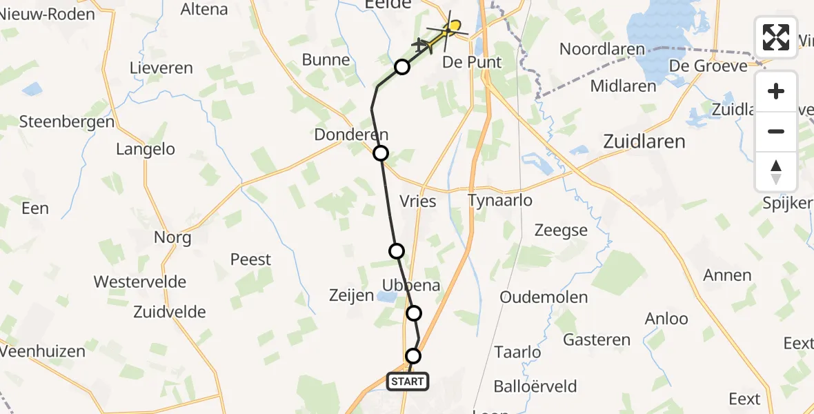Routekaart van de vlucht: Lifeliner 4 naar Groningen Airport Eelde, Hof van Parijs