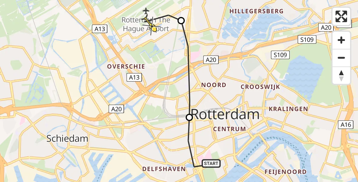 Routekaart van de vlucht: Lifeliner 2 naar Rotterdam The Hague Airport, Jan van Vuchtstraat