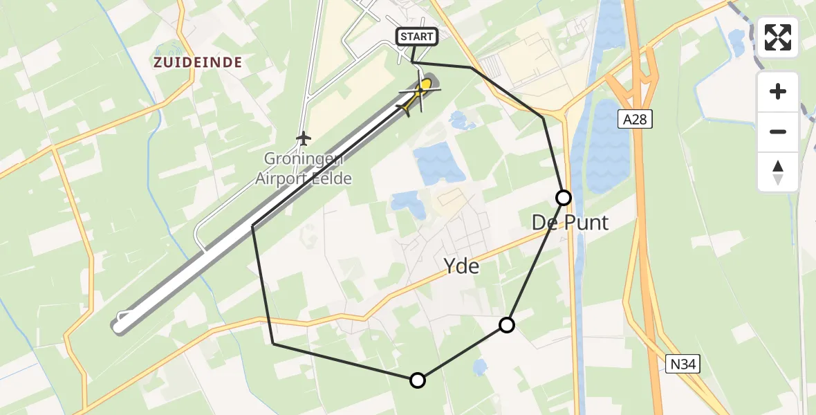 Routekaart van de vlucht: Lifeliner 4 naar Groningen Airport Eelde, Duinstraat