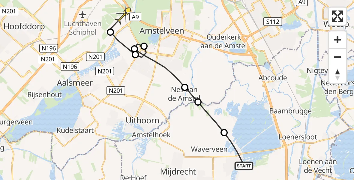 Routekaart van de vlucht: Politieheli naar Schiphol, Achterbos
