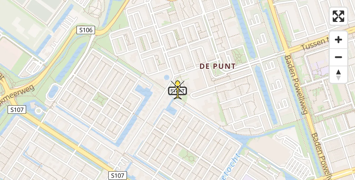 Routekaart van de vlucht: Lifeliner 1 naar Amsterdam, Akerwateringstraat