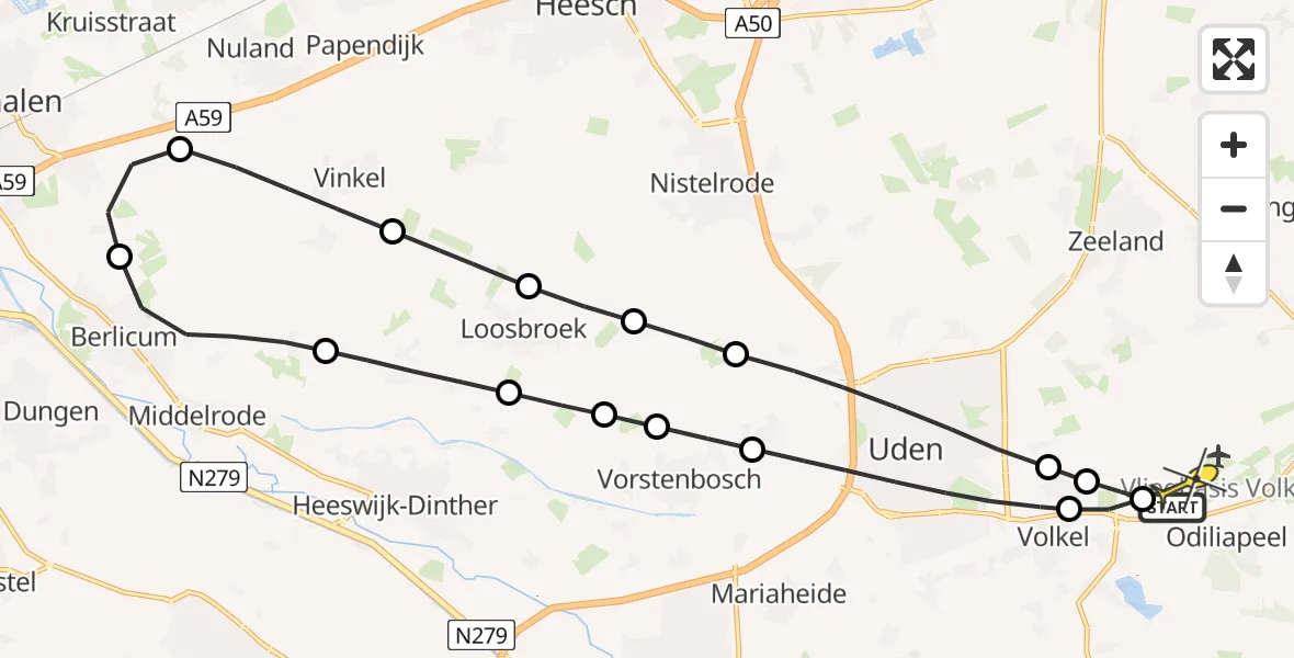 Routekaart van de vlucht: Lifeliner 3 naar Vliegbasis Volkel, Venstraat