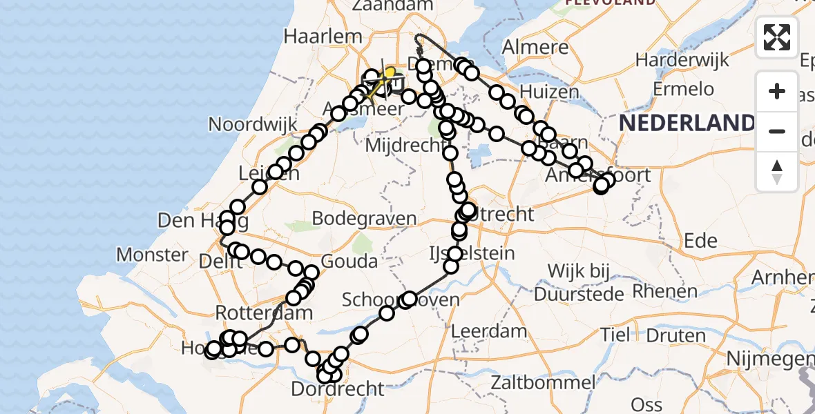 Routekaart van de vlucht: Politieheli naar Schiphol, Schipholweg