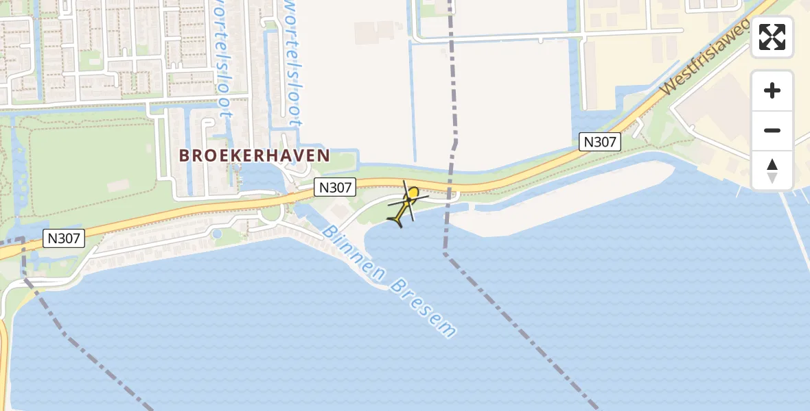 Routekaart van de vlucht: Lifeliner 1 naar Bovenkarspel