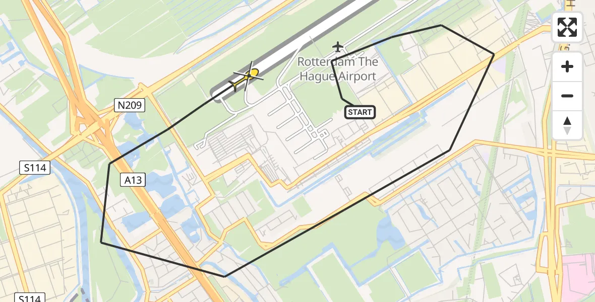 Routekaart van de vlucht: Lifeliner 2 naar Rotterdam The Hague Airport, Bovendijk