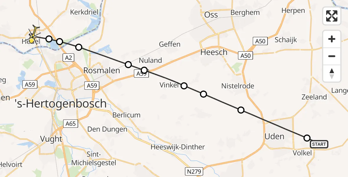 Routekaart van de vlucht: Lifeliner 3 naar Hedel, Bovenstraat
