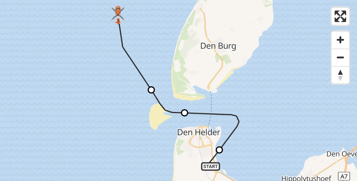 Vluchtroute Kustwachthelikopter Vliegveld De Kooy - , 19 april 2025, 08:05