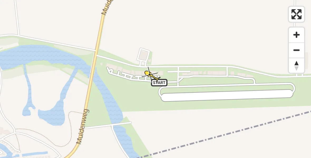 Routekaart van de vlucht: Kustwachthelikopter naar Vliegveld Midden-Zeeland, Calandweg