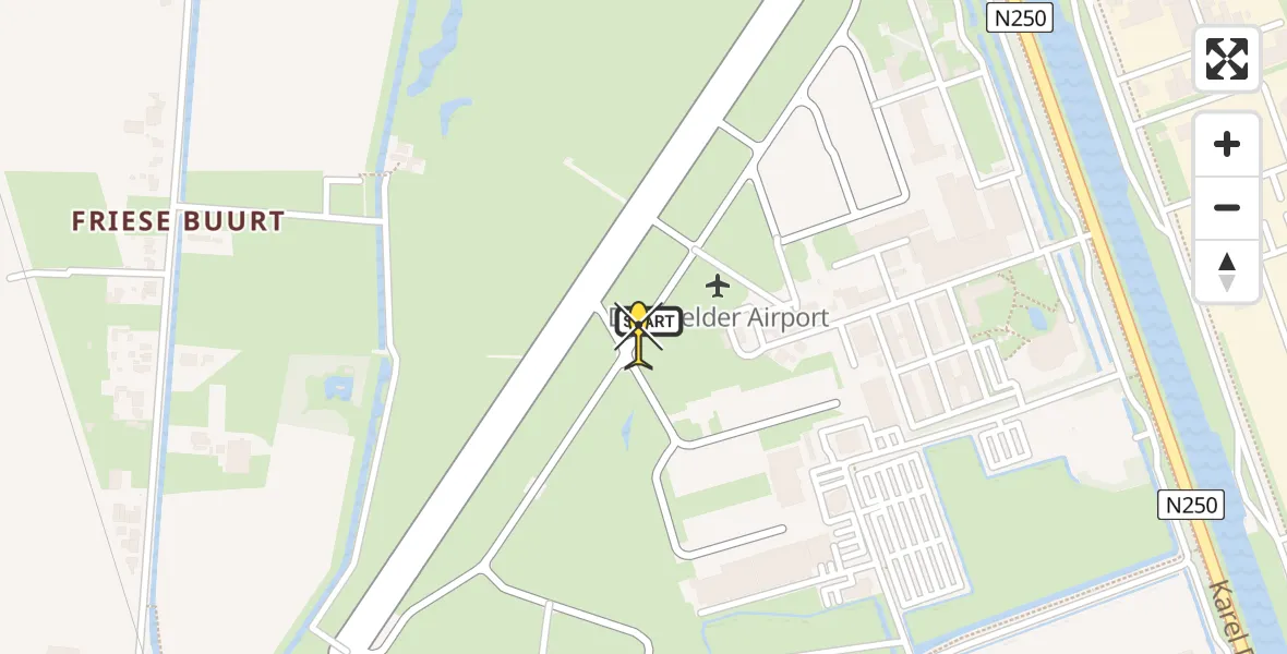 Routekaart van de vlucht: Kustwachthelikopter naar Vliegveld De Kooy, Luchthavenweg