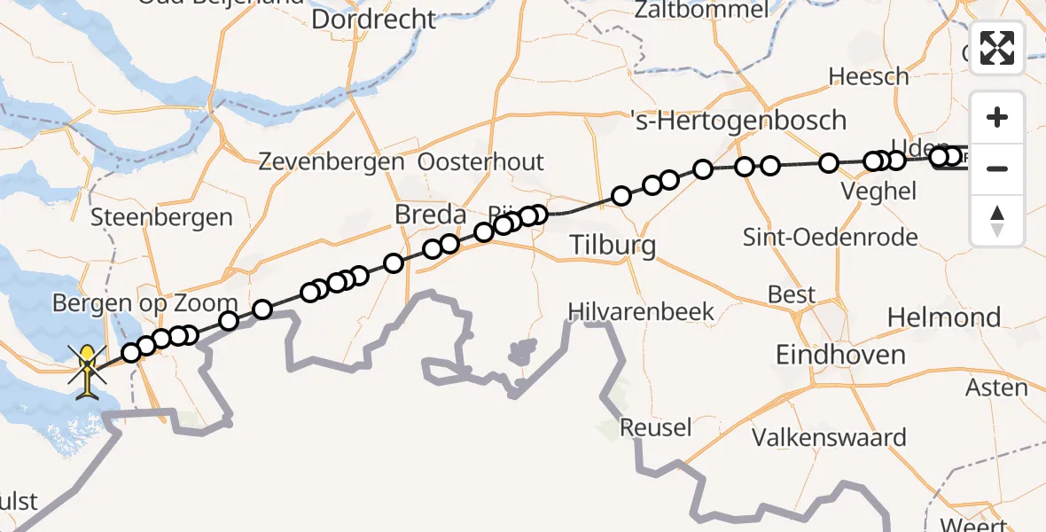 Routekaart van de vlucht: Lifeliner 3 naar Rilland, Nieuwstraat
