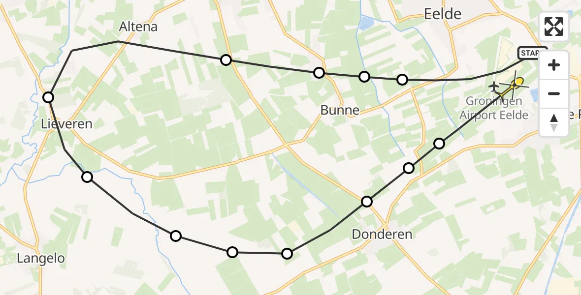 Routekaart van de vlucht: Lifeliner 4 naar Groningen Airport Eelde, Veldkampweg
