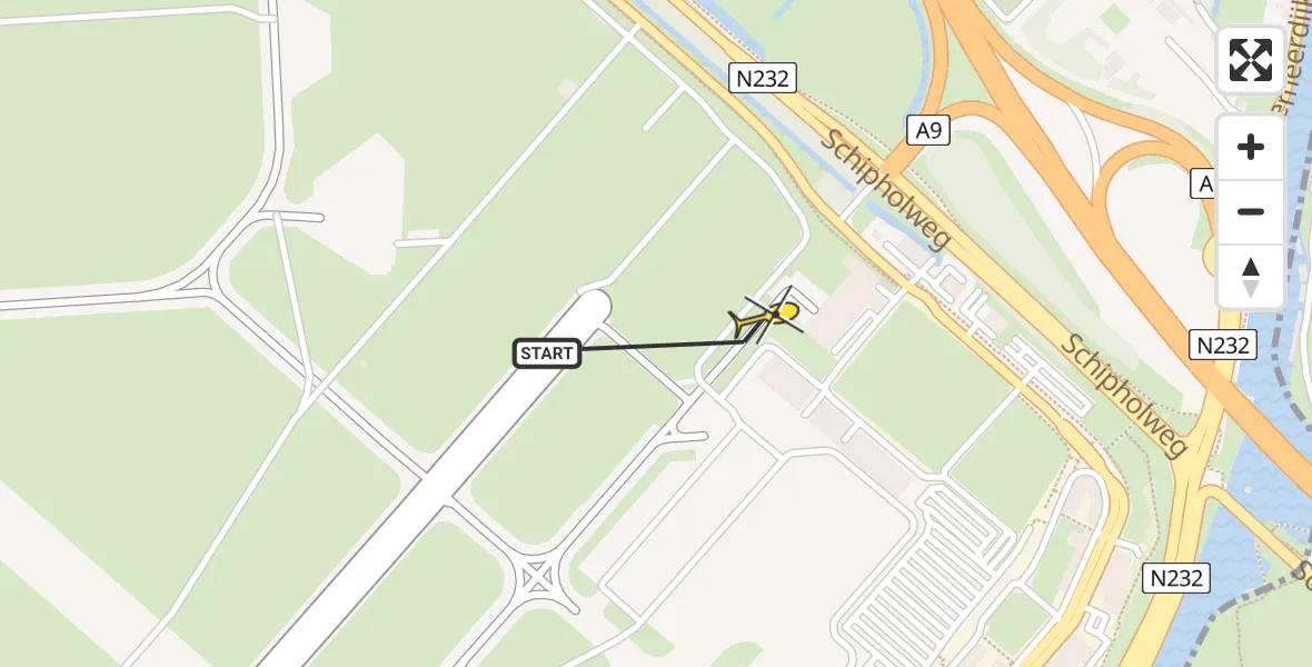 Vluchtroute Politiehelikopter van Schiphol naar Schiphol