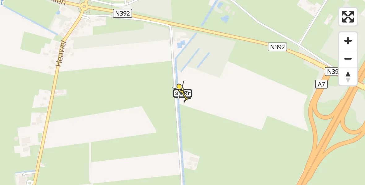 Routekaart van de vlucht: Lifeliner 4 naar Tijnje, De Wispel