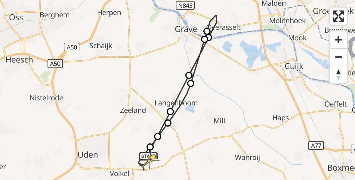 Routekaart van de vlucht: Lifeliner 3 naar Vliegbasis Volkel, Houtvennen