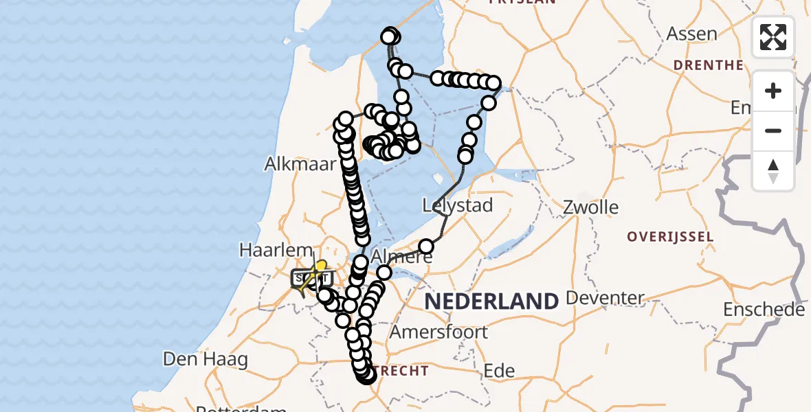 Routekaart van de vlucht: Politieheli naar Schiphol, Schipholweg