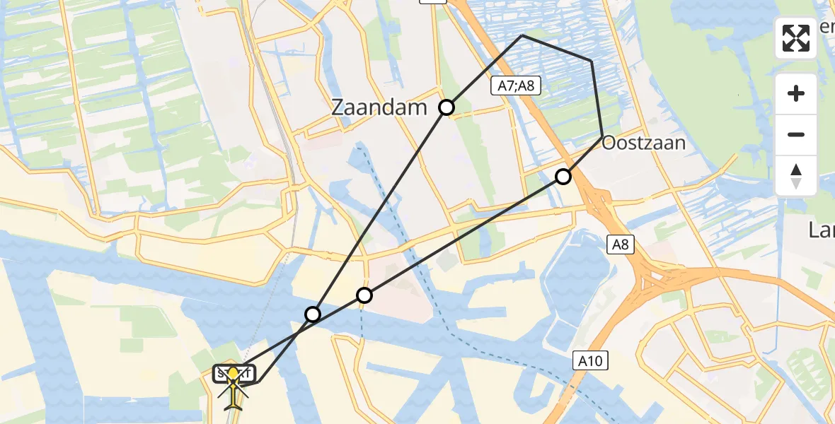 Routekaart van de vlucht: Lifeliner 1 naar Amsterdam Heliport, Cornelis Ouwejanstraat
