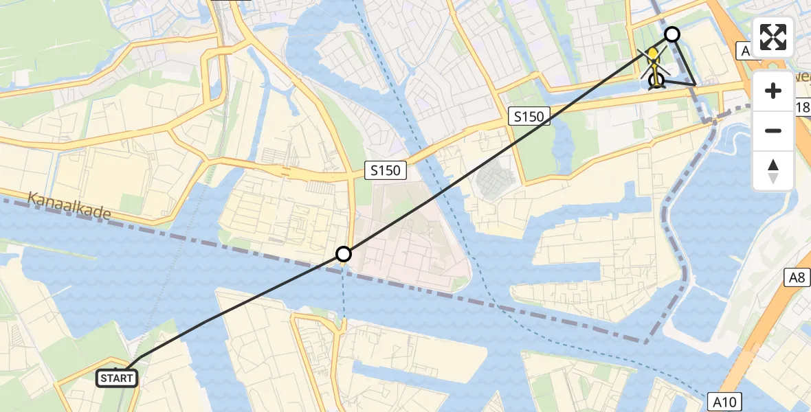 Routekaart van de vlucht: Lifeliner 1 naar Zaandam, Hornweg