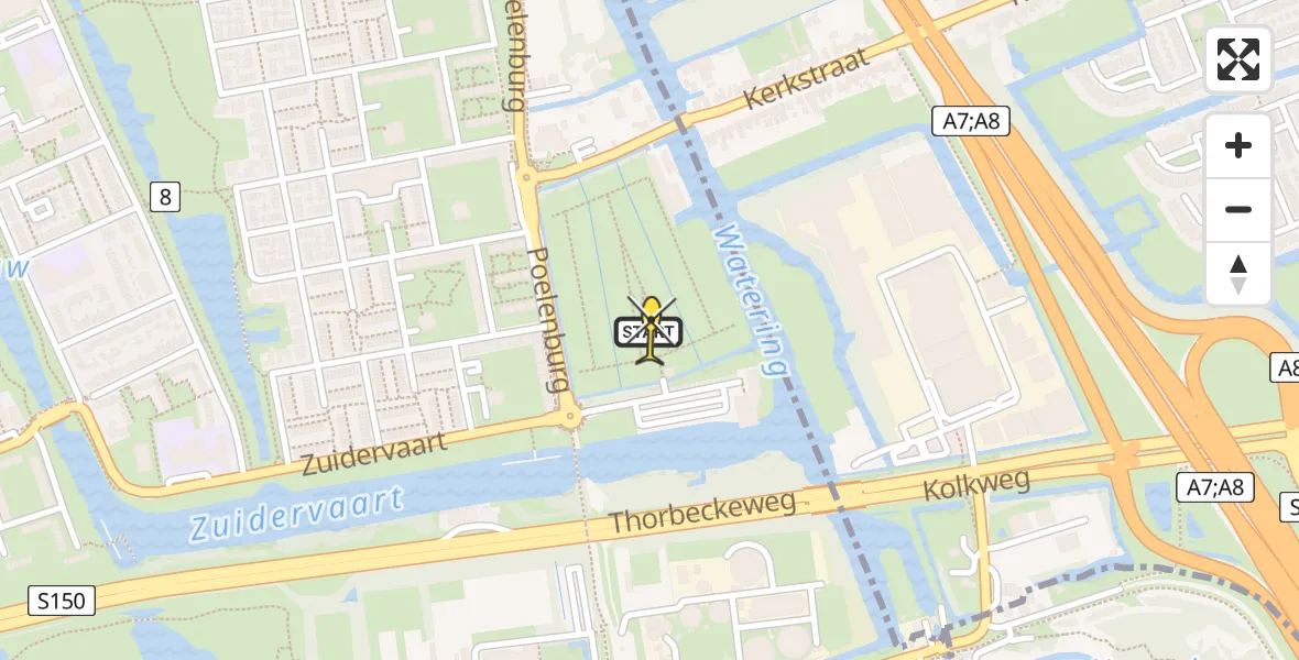 Routekaart van de vlucht: Lifeliner 1 naar Zaandam, Volkstuinvereniging Ons Ideaal