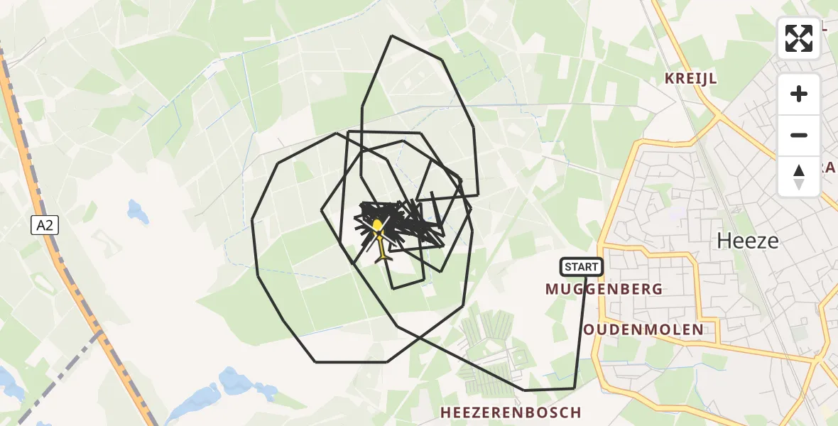 Routekaart van de vlucht: Politieheli naar Heeze, Heezerenbosch