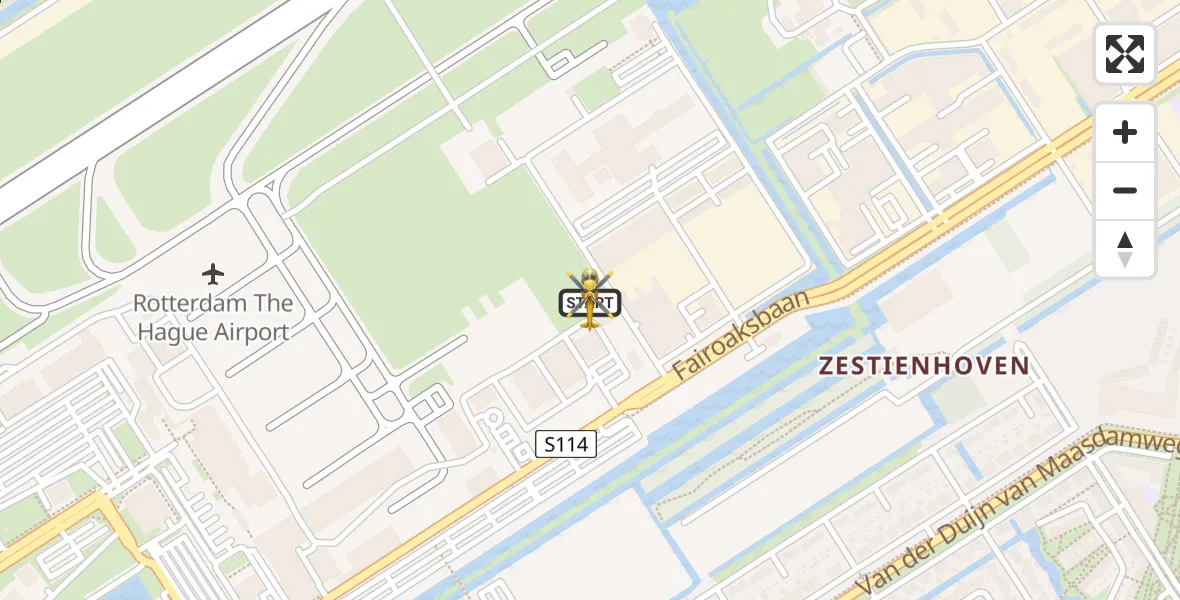 Vluchtroute Traumahelikopter van Rotterdam The Hague Airport naar Rotterdam The Hague Airport