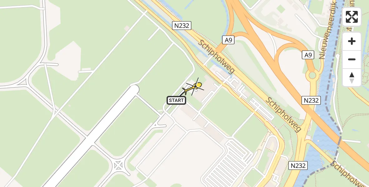 Routekaart van de vlucht: Politiehelikopter naar Schiphol, Walaardt Sacréstraat