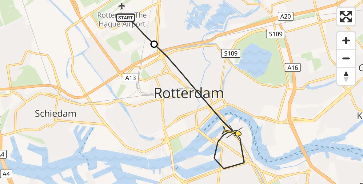 Routekaart van de vlucht: Lifeliner 2 naar Rotterdam, Ada Lovelacestraat