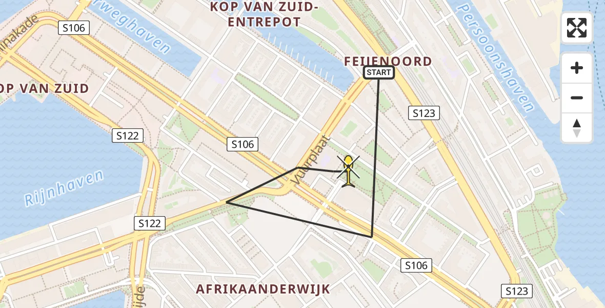 Routekaart van de vlucht: Lifeliner 2 naar Rotterdam, Vuurplaat