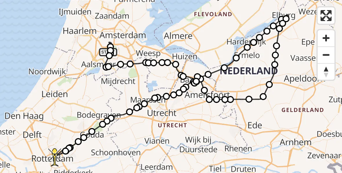 Routekaart van de vlucht: Politieheli naar Rotterdam, Loevesteinse Randweg