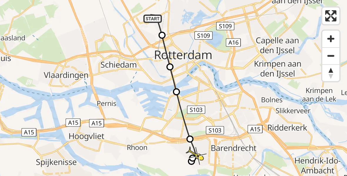 Routekaart van de vlucht: Lifeliner 2 naar Barendrecht, Ada Lovelacestraat