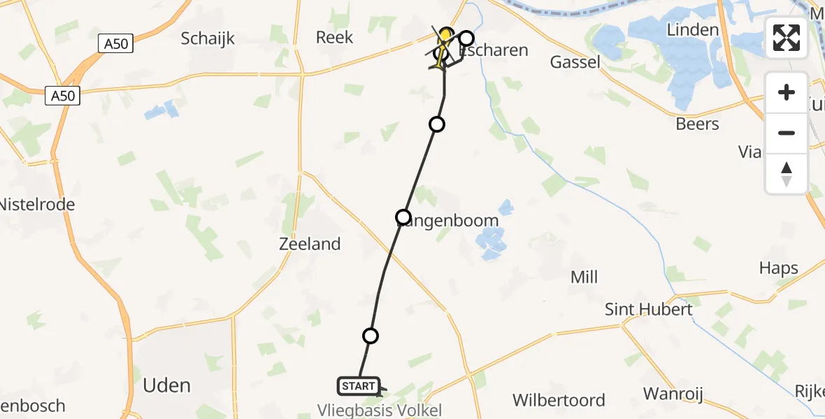 Routekaart van de vlucht: Lifeliner 3 naar Velp, Trentse Bossen