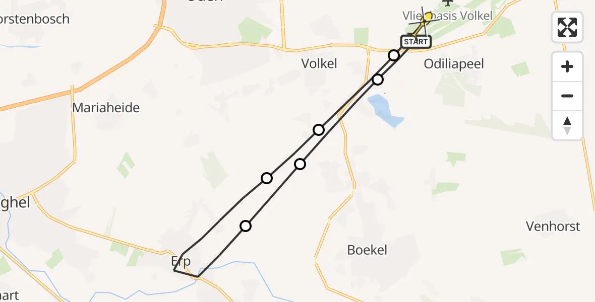 Routekaart van de vlucht: Lifeliner 3 naar Vliegbasis Volkel, Oosterheidestraat