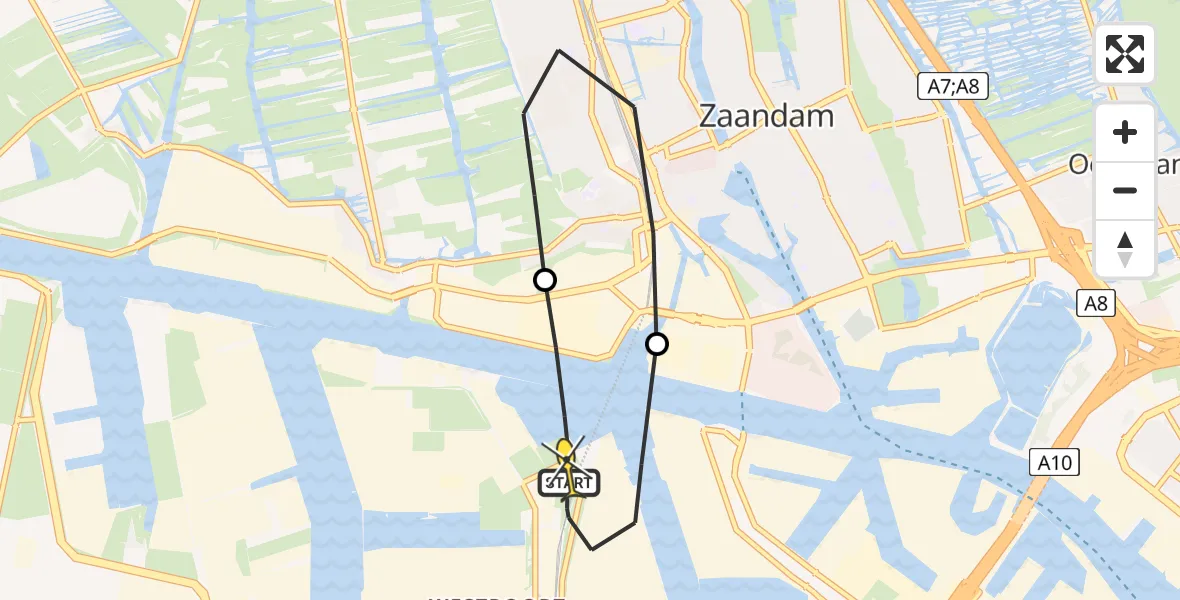 Routekaart van de vlucht: Lifeliner 1 naar Amsterdam Heliport, Hoofdtocht