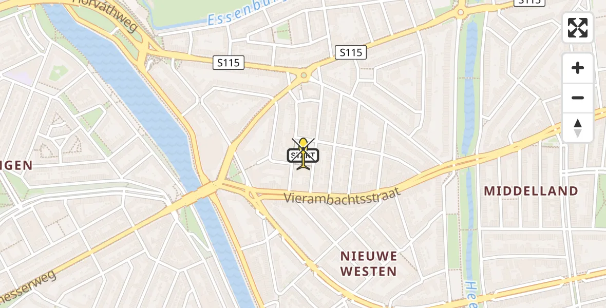 Routekaart van de vlucht: Lifeliner 2 naar Rotterdam, Tidemanplein